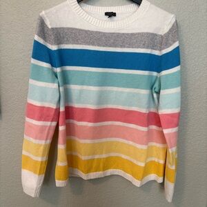 Talbots Colorful Striped Crew Neck Sweater Womens Large